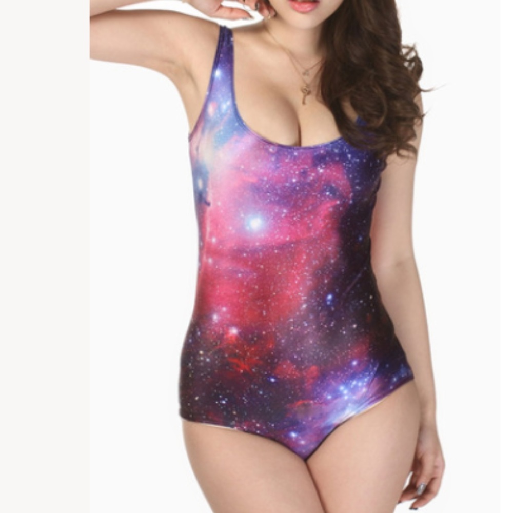 {Unbranded} NWOT Purple Galaxy Print Swimsuit